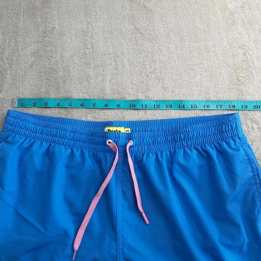 Duvin Design Co Mens 2XL Swim Trunks Blue Filthy Flamingo Surf Gang Board Shorts